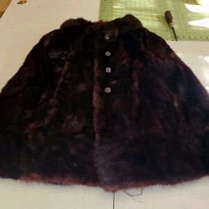 Bohemian Authentic Fur Cape Pockets Vintage boho New York Jacket Vest brown